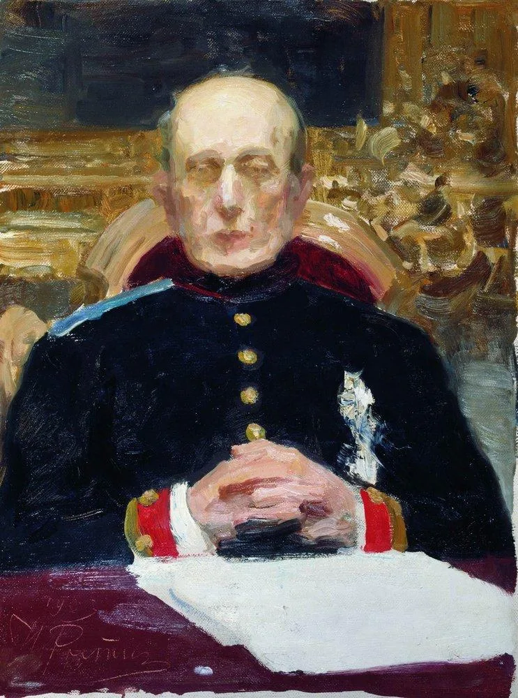 К. П. Победоносцев (И. Репин, 1903) — обер-прокурор Синода, идеолог курса и автор текста Манифеста «О незыблемости самодержавия»