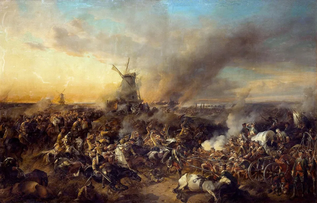 «Сражение при Цорндорфе 14 (25) августа 1758 года» (А. Коцебу) — Семилетняя война; обе стороны объявили о победе