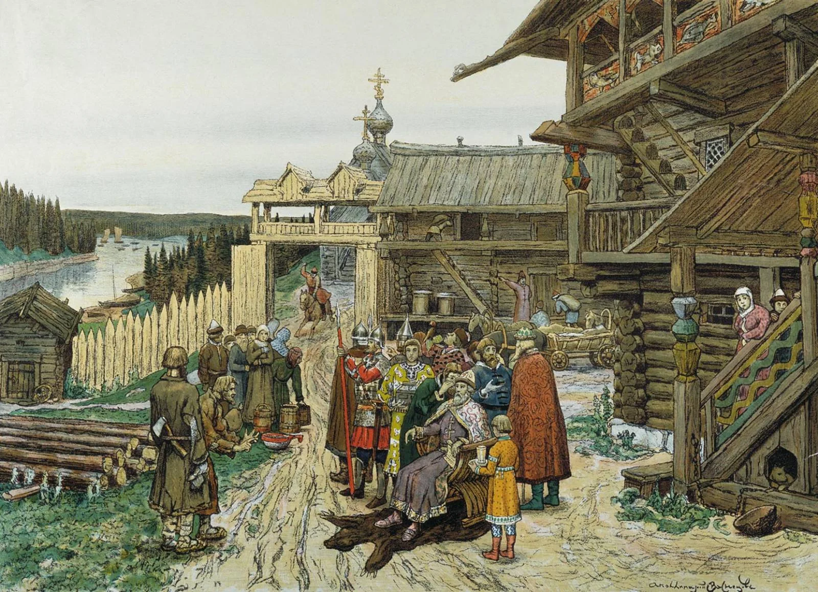 А. М. Васнецов. «Двор удельного князя» (1908) — жизнь княжеского двора в эпоху раздробленности