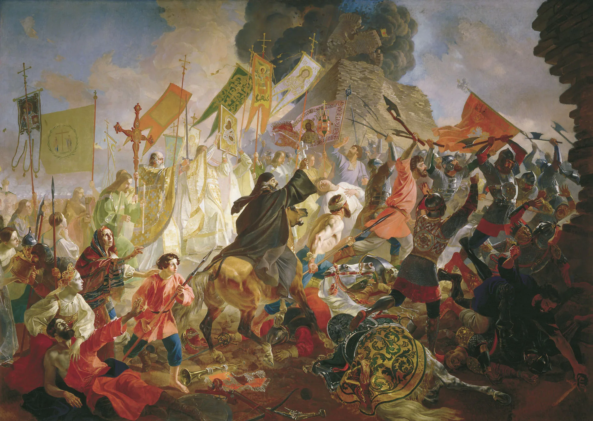 «Осада Пскова польским королём Стефаном Баторием» (К. П. Брюллов) — оборона в Ливонскую войну, 1581