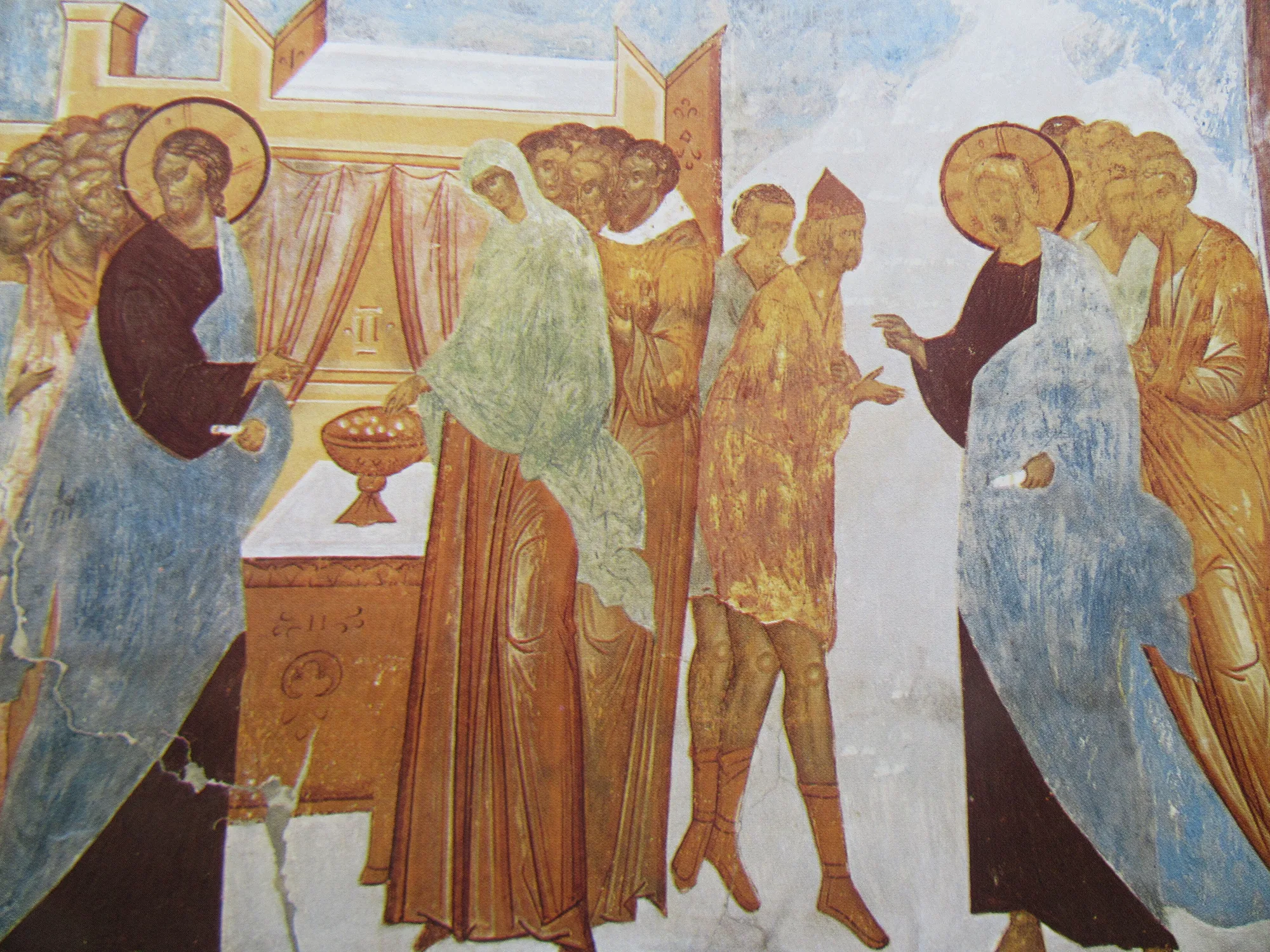Фреска Дионисия в соборе Ферапонтова монастыря (1502) — светлые, лёгкие тона