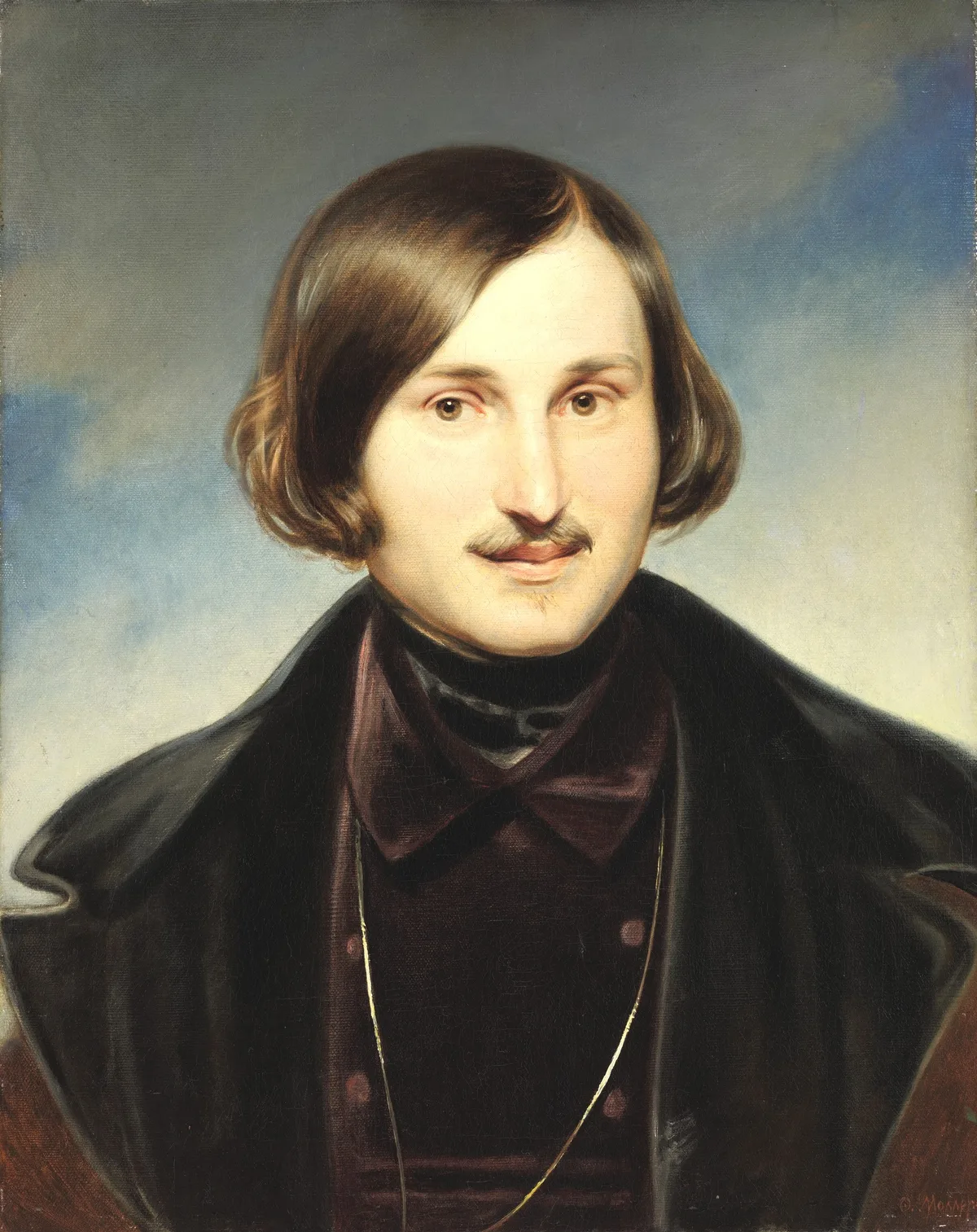 Портрет Н. В. Гоголя (Ф. Моллер, начало 1840-х) — годы работы над «Мёртвыми душами», изданными в 1842 г.