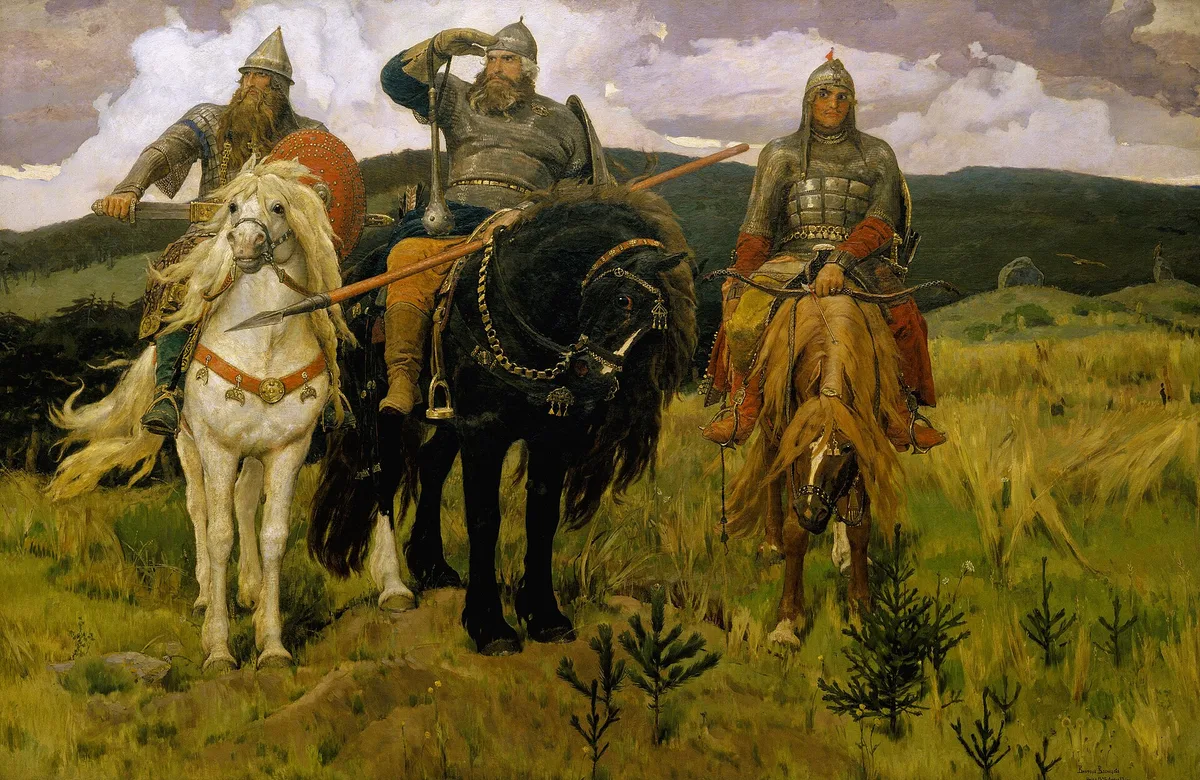 «Богатыри» (В. Васнецов, 1881–1898) — обращение к народным сказаниям