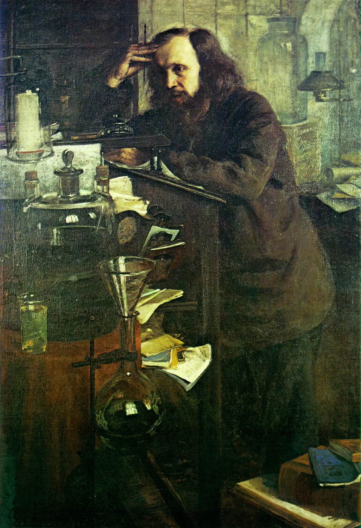 Д. И. Менделеев (Н. Ярошенко, 1886) — в 1869 году открыл Периодический закон химических элементов