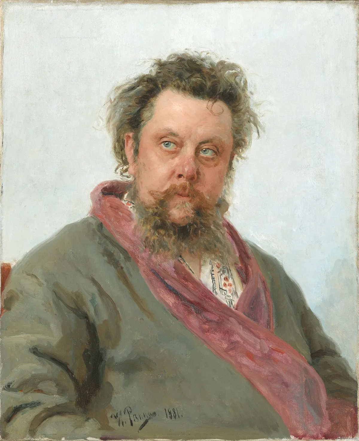 М. П. Мусоргский (И. Репин, 1881) — участник «Могучей кучки», автор музыкальных драм «Борис Годунов» и «Хованщина»