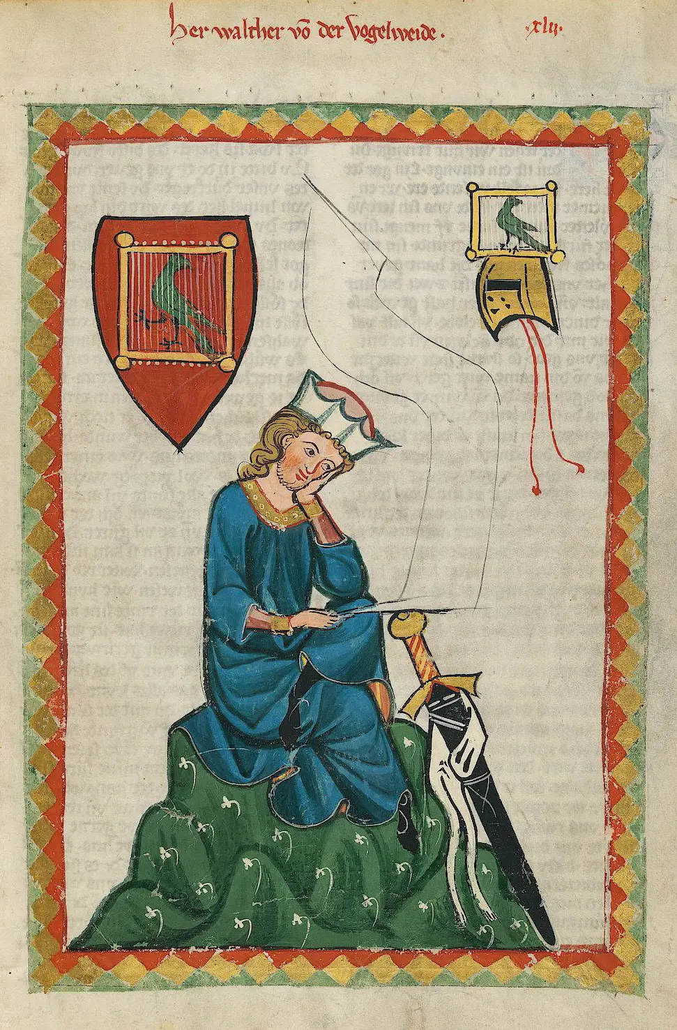 Придворный поэт-певец (Манесский кодекс, XIV в.) — рыцарская литература и культ Прекрасной дамы