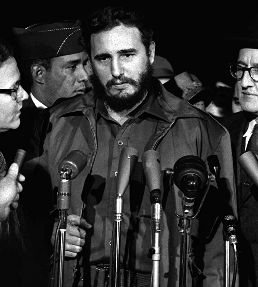 Ф. Кастро отвечает журналистам во время визита в США, апрель 1959 года