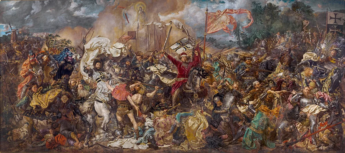 Грюнвальдская битва 1410 года: польско-литовское войско со смоленскими полками громит Тевтонский орден (Ян Матейко)