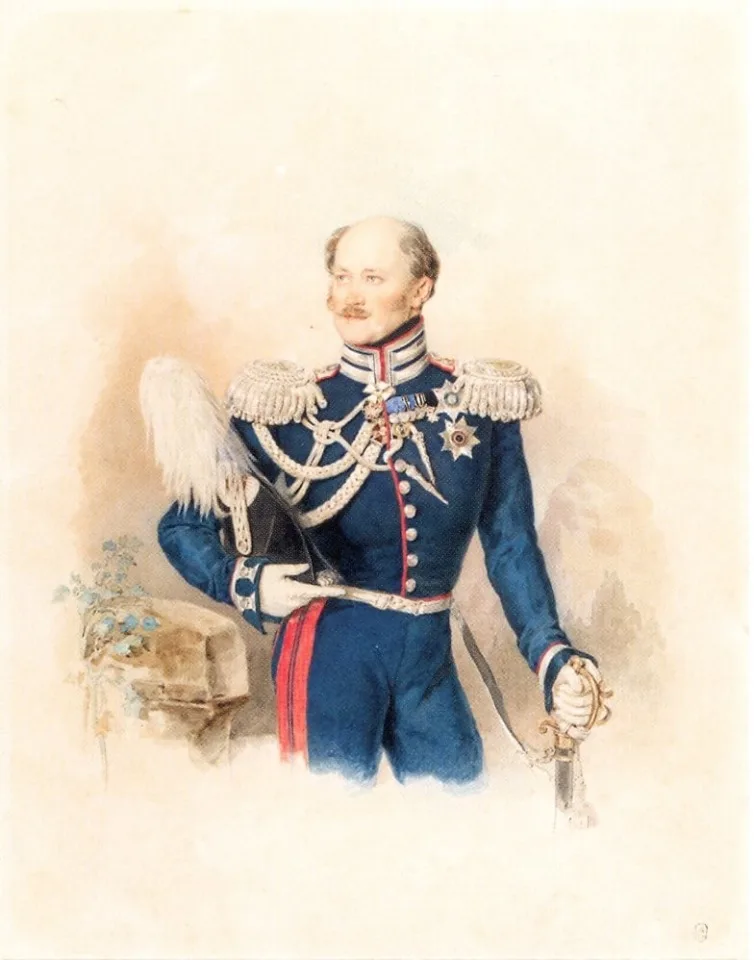 А. Х. Бенкендорф (П. Соколов, начало 1840-х) — глава III Отделения и шеф жандармов; голубой мундир — форма Корпуса жандармов