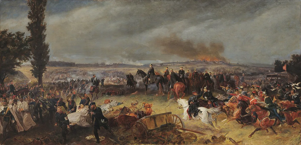 Сражение при Садовой (Кёниггреце) 3 июля 1866 года — сокрушительное поражение Австрии в войне с Пруссией (картина Г. Блейбтроя)