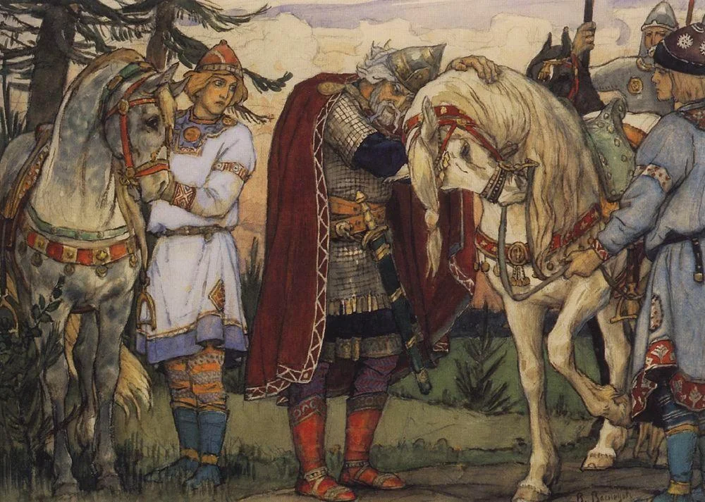 В. М. Васнецов. «Олег у костей коня» — иллюстрация к «Песни о вещем Олеге» А. С. Пушкина