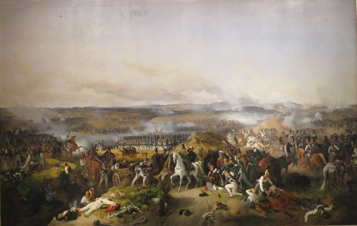 «Бородинское сражение 26 августа (7 сентября) 1812 г.» (П. фон Хесс, 1843) — 154,8 тыс. русских при 624 орудиях против ~135 тыс. французов при 587