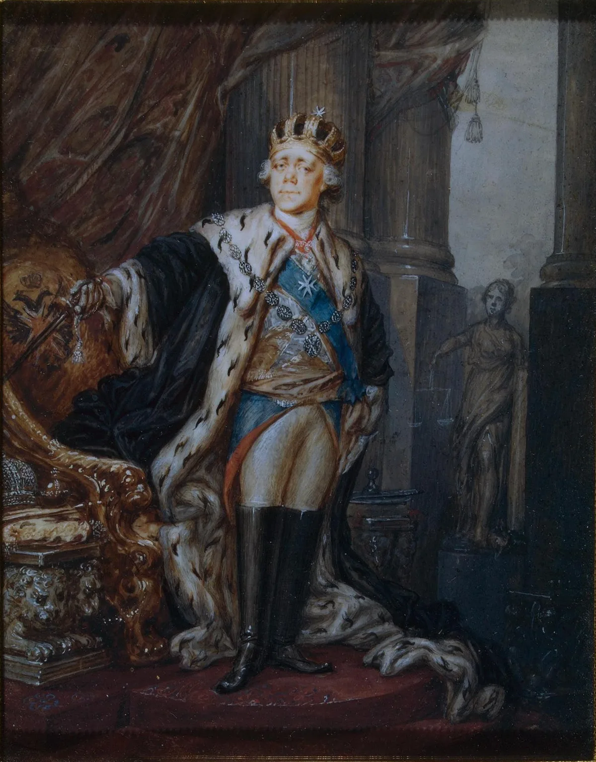 Павел I в короне гроссмейстера Мальтийского ордена (С. Щукин, 1799) — рыцарская идеология против «заразы» революции