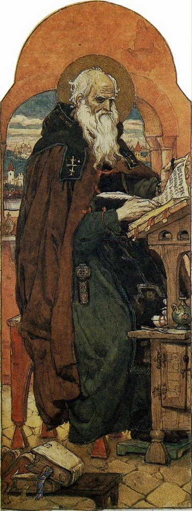 В. М. Васнецов. «Нестор-летописец» (фреска, 1885–1893) — составитель «Повести временных лет»