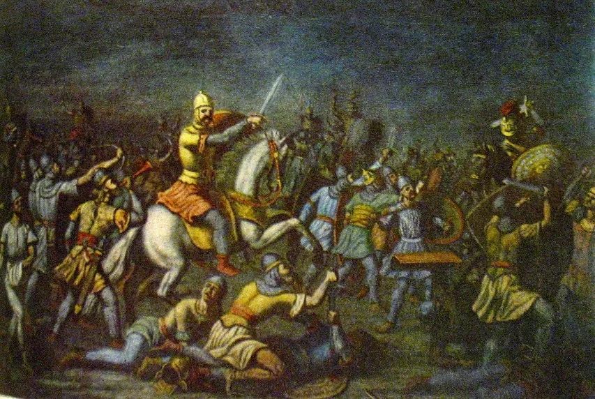 Князь Святослав в бою с византийцами (Н. Павлович, XIX в.)