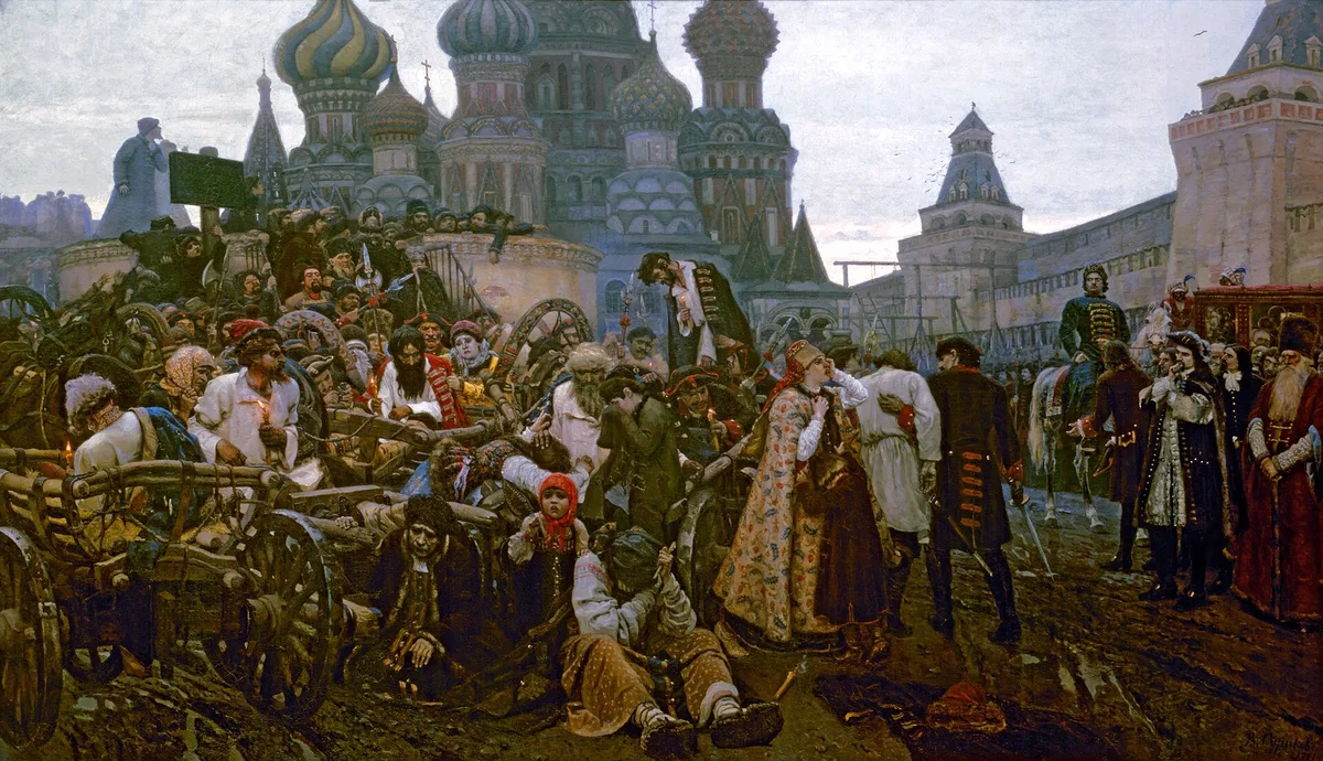 «Утро стрелецкой казни» (В. Суриков, 1881) — расправа над стрельцами после бунта 1698 г.: слом старого уклада