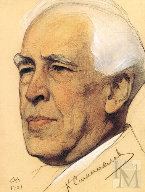 К. С. Станиславский (рисунок Н. Андреева) — реформатор театра, создатель актёрской системы и Московского Художественного театра