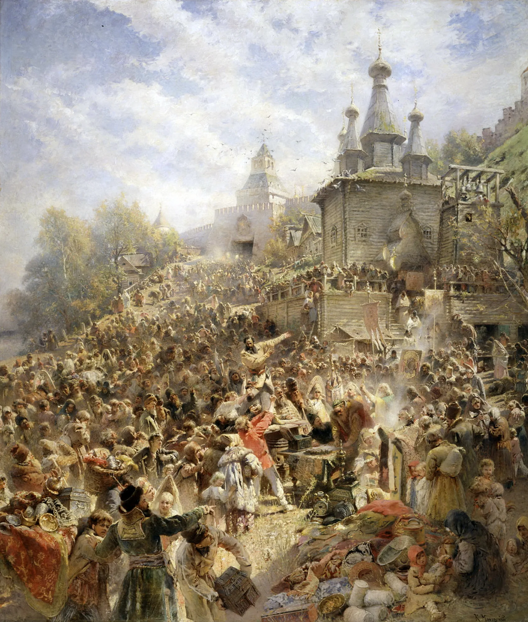 «Воззвание Минина» (К. Е. Маковский, 1896) — сбор Второго ополчения в Нижнем Новгороде