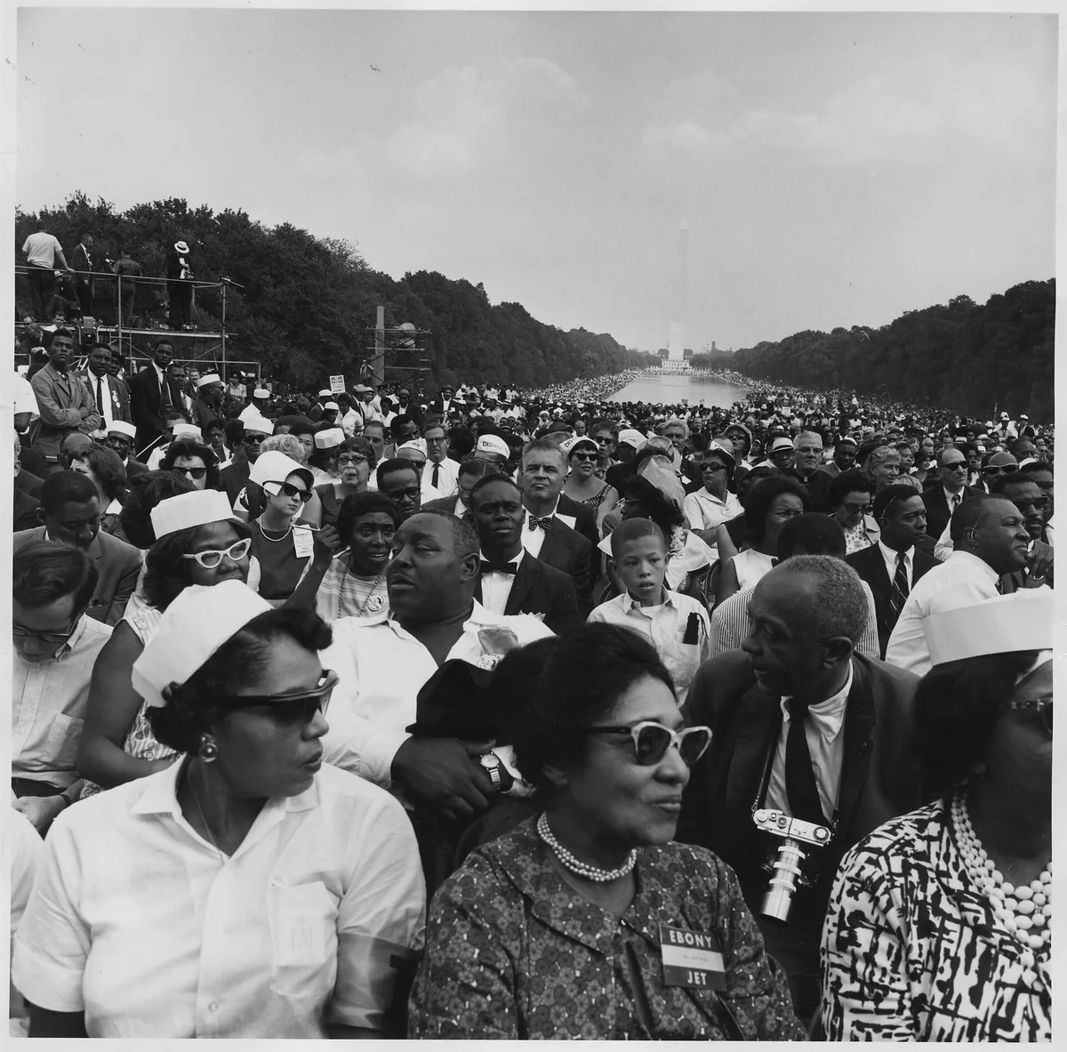 Участники марша против расовой дискриминации у Мемориала Линкольна, 1963 год