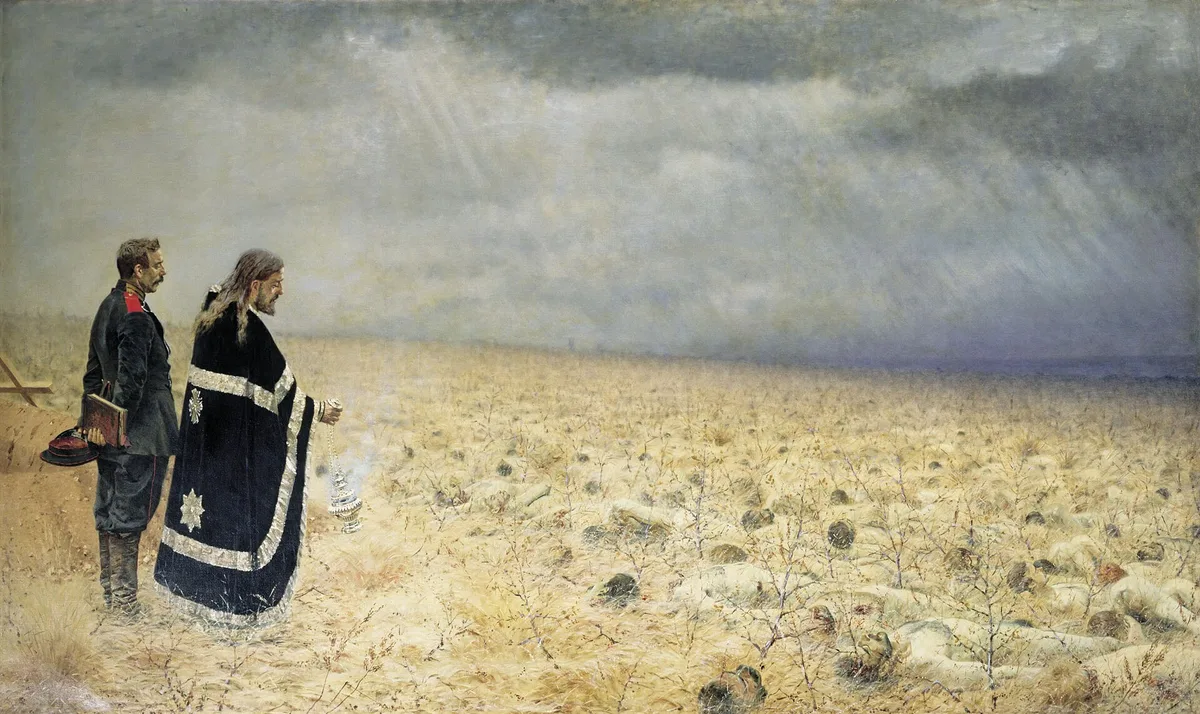 «Побеждённые. Панихида» (В. Верещагин, 1878–1879) — цена победы на Балканах глазами художника, самого прошедшего войну
