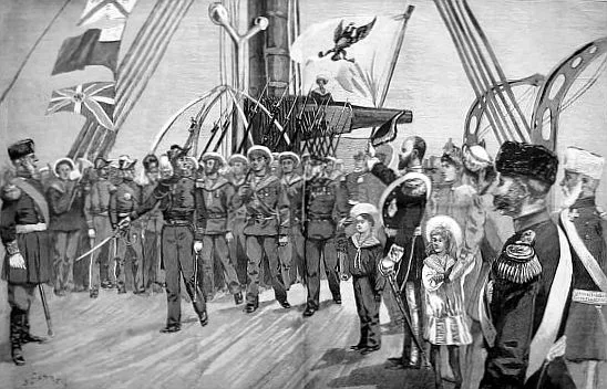 Визит французской эскадры в Кронштадт, июль 1891 года — торжественную встречу посетил лично Александр III; в том же году подписано политическое соглашение с Францией