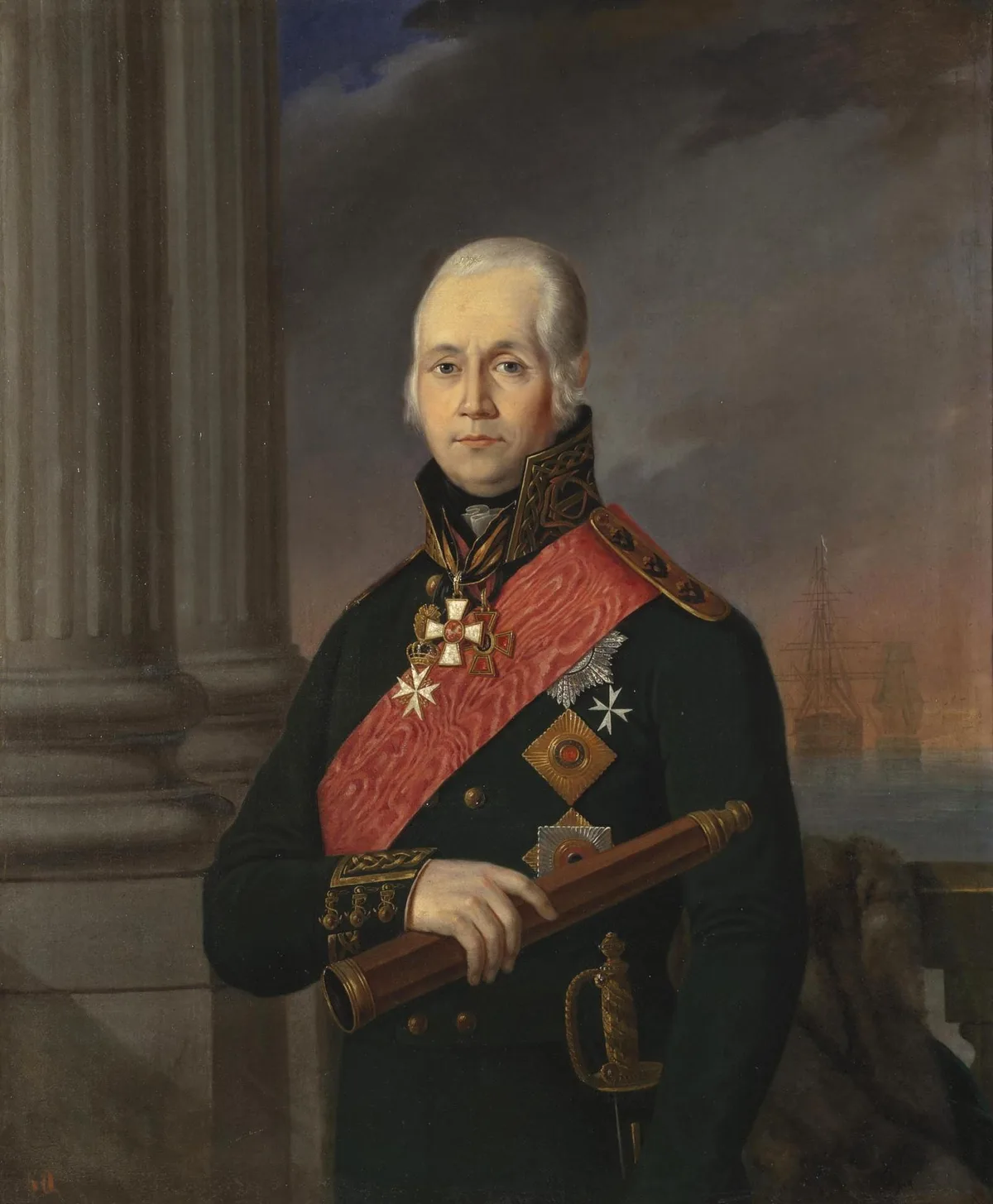 Адмирал Ф. Ф. Ушаков (неизвестный художник, XIX в.) — победы у Тендры (1790) и Калиакрии (1791)